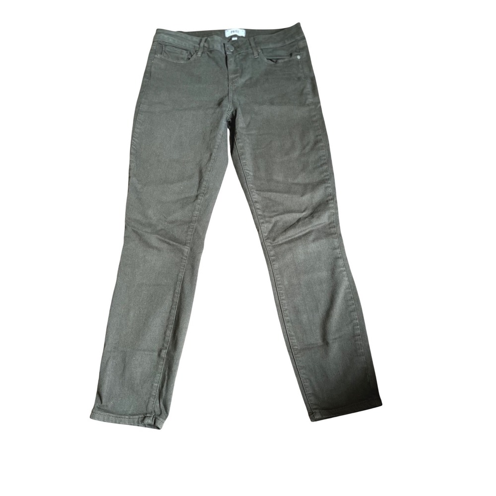 Paige Verdugo Ankle Skinny Jeans Olive Green Mid Rise Size 29 Made in USA